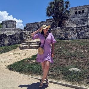 GAP Striped Linen Wrap Dress